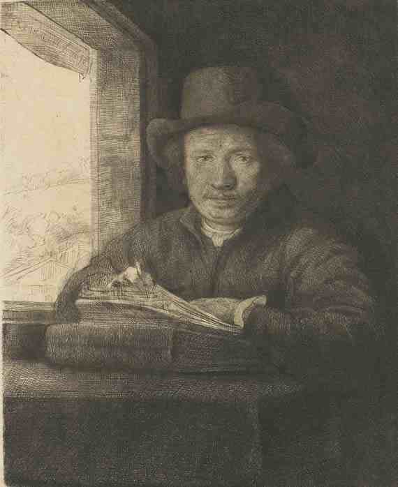 Rembrandt: Self-Portrait Drawing at a Window